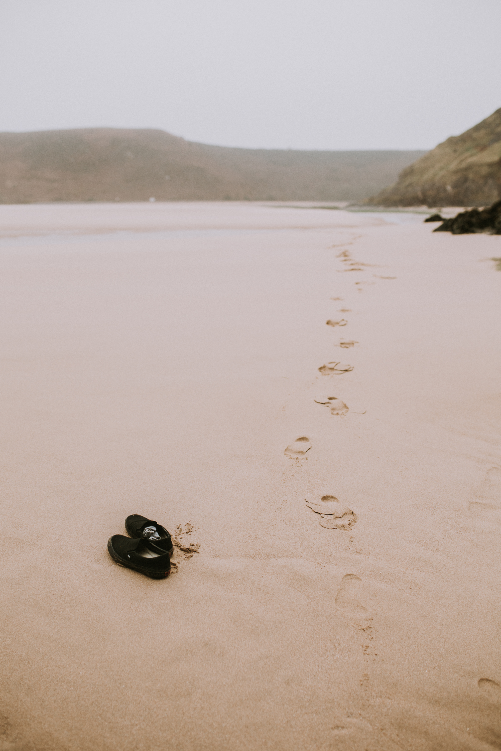 footprints on a beach